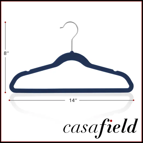Miniatura 5 de Casafield 50 perchas de terciopelo para niños, tamaño de 14 pulgadas para ropa infantil, color azul rey Azul real