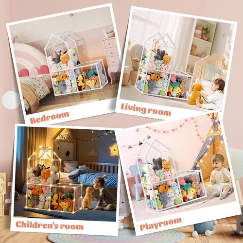 Miniatura 5 de ROMAGIO Almacenamiento de animales de peluche, grande de PVC, zoológico, organizador de juguetes de peluche para habitación de los niños