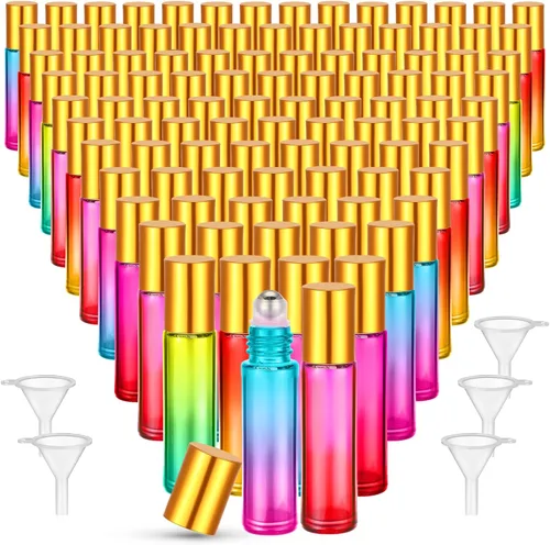 Miniatura 17 de Sumind 150 piezas de botellas de rodillo de aceite esencial de 10 ml de vidrio vacías con bolas de acero inoxidable a prueba de fugas con 5 embudos