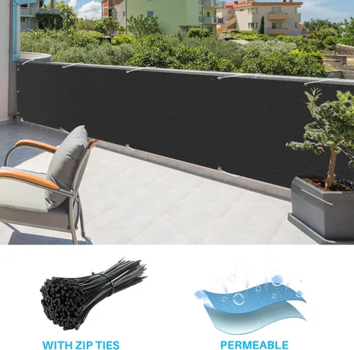 Miniatura 5 de Patio Pantalla de privacidad para balcón, color negro, 2.5 x 1 pies, cubierta de barandilla de malla para apartamentos, pantalla de privacidad al