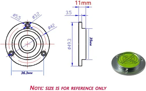 Miniatura 2 de Round Bull's Eye Bubble Level, Aluminum Alloy Flange with Mounting Holes, Green Acrylic Vial, 50mm (non-magnetic)