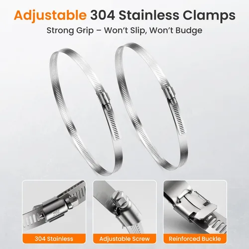 Miniatura 6 de QILIPSU Kits de montaje de poste, soportes de acero inoxidable 304 de 6.9 x 1.9 pulgadas con abrazaderas ajustables de 2 a 8 pulgadas para cajas