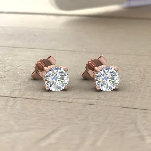 Miniatura 5 de Aretes de diamante con 4 puntas de 38 a 0.70 quilates en oro de 14 quilates, con certificación IGI