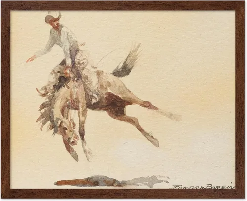 Miniatura 23 de Poster Master Póster de Rodeo marrón – Estampado retro de vaquero sobre caballo – Arte de vaquero – Arte occidental – Arte del salvaje oeste