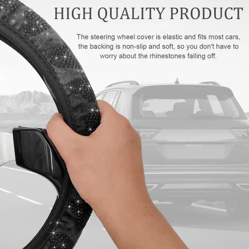 Miniatura 5 de povtii Funda para Volante de Auto, 15" en Forma de Corazón, Funda Antideslizante y Duradera de Goma para Volante de Vehículo, Accesorios Decorativos