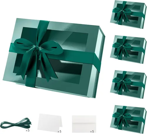 Miniatura 39 de PACKQUEEN 5 cajas de regalo negras grandes con ventanas, 13.5 x 9 x 4.1 pulgadas, cajas de regalo con ventanas transparentes para regalos que