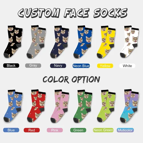 Miniatura 20 de Yofair Calcetines personalizados con foto – Calcetines divertidos personalizados con imagen – Regalos de Navidad personalizados para hombres