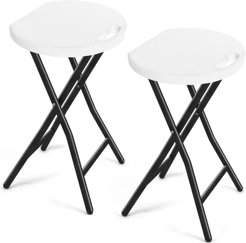 TAVR Furniture Silla plegable portátil con asa, taburete plegable redondo resistente con capacidad de 500 libras para adultos, taburete plegable de