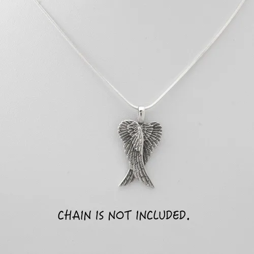 Miniatura 3 de WithLoveSilver - Colgante de plata de ley 925 con alas de ángel gemelas, Plata esterlina
