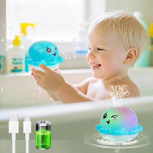 Juguete de baño iluminado con aspersor para bebés, juguetes de agua recargables para piscina de bañera, regalos para niños pequeños, elementos