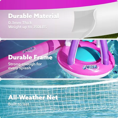 Miniatura 5 de JOYIN Juego de flotadores inflables para piscina, red de voleibol y aros de baloncesto, flotadores flotantes de juguete para niños y adultos, cancha