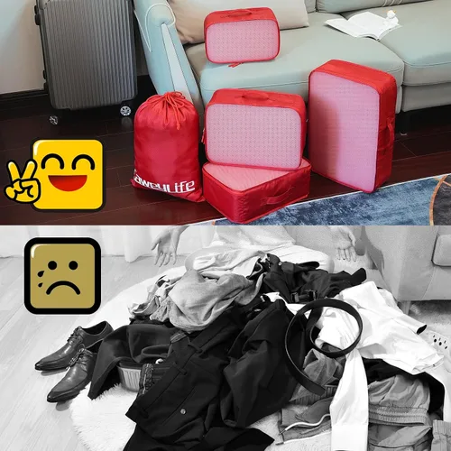 Miniatura 5 de Juego de cubos de equipaje de viaje para maletas, juego de 510 piezas, bolsas organizadoras de equipaje de mano, cubo de viaje, diseño grande