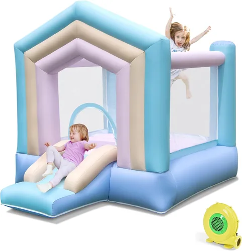 Miniatura 10 de BOUNTECH Casa inflable de rebote, casa inflable de algodón de ensueño para niños de 5 a 12 años, para interiores y exteriores, familia con soplador