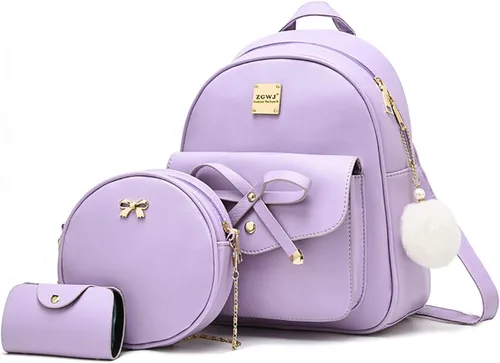 Miniatura 7 de ZGWJ Mini mochila de cuero con moño, mochila pequeña, linda mochila casual de viaje para niñas y mujeres, M, Mochilas tipo mochila