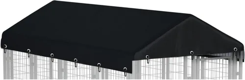 Miniatura 11 de Cubierta para perrera para perros al aire libre, 10 pies de ancho x 10 pies de largo, hecha de tela Oxford impermeable 600D, repuesto negro