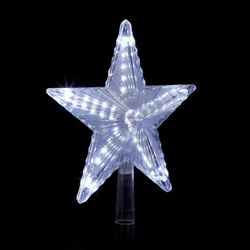Miniatura 7 de Alpine Corporation Decoración de árbol de estrella de 8 pulgadas con 5 puntos con 31 luces LED blancas frías, decoración navideña