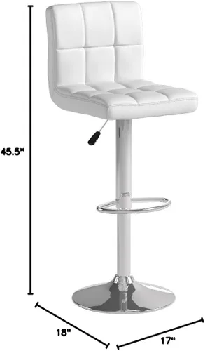 Miniatura 3 de Flash Furniture Alexandra - Juego de 2 taburetes de bar de vinilo acolchado blanco contemporáneo con base cromada