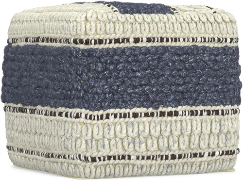 Miniatura 7 de SIMPLIHOME Grady Puf cuadrado – 18 pulgadas de ancho x 14 pulgadas de alto lana y algodón tejido a mano otomano en azul y natural, reposapiés