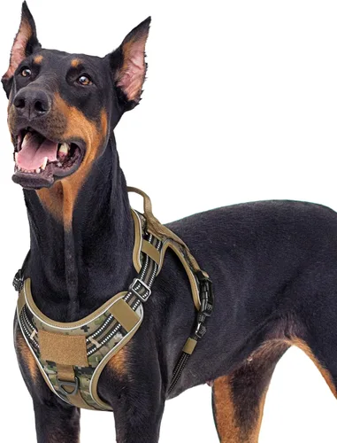 Miniatura 40 de rabbitgoo - Arnés para perros pequeño sin tirones, chaleco táctico de servicio con Molle y asa de control, arnés militar ajustable y reflectante