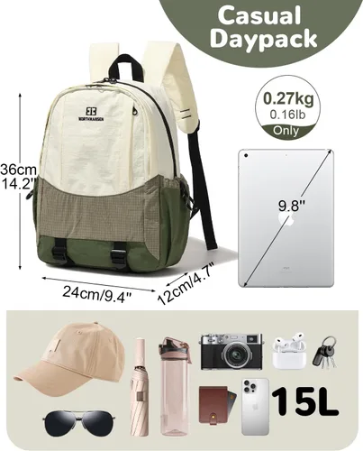 Miniatura 2 de Mochila de senderismo de 15 litros para hombres y mujeres, mochila pequeña ultraligera con múltiples bolsillos, impermeable e informal para viajes