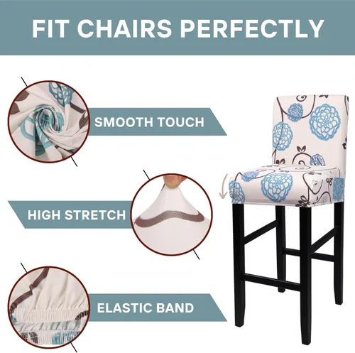 Miniatura 3 de SearchI Juego de 2 fundas para taburetes de bar, fundas de asiento de taburete elásticas y lavables, fundas para sillas de altura de mostrador