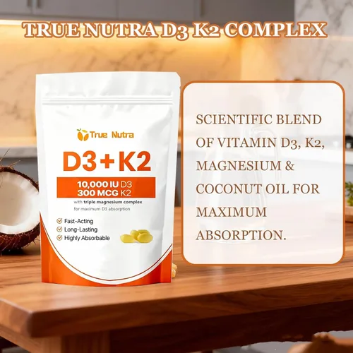 Miniatura 5 de D3 K2, vitamina D3 K2 Suplemento de magnesio de 10,000 UI, sin OMG, sin gluten, apoya el sistema inmunológico y la energía, 300 cápsulas blandas