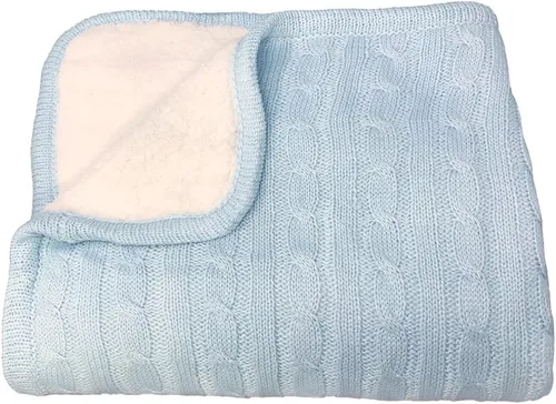 Miniatura 12 de Magnolia Cable Knit and Sherpa Baby Blanket (Beach Glass)
