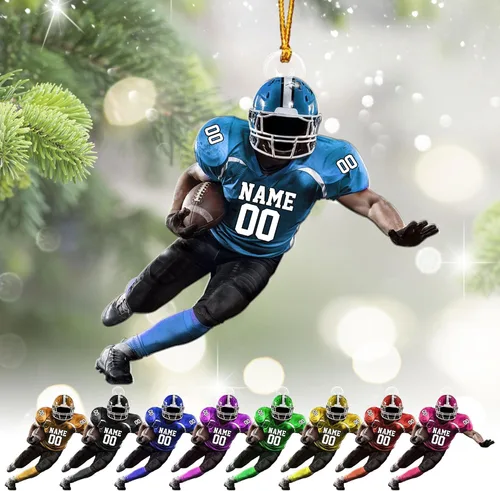 Miniatura 18 de Adornos de fútbol personalizados, hombreras y casco, adorno de Navidad, regalo de jugador estadounidense, regalo para niños y niñas, decoración
