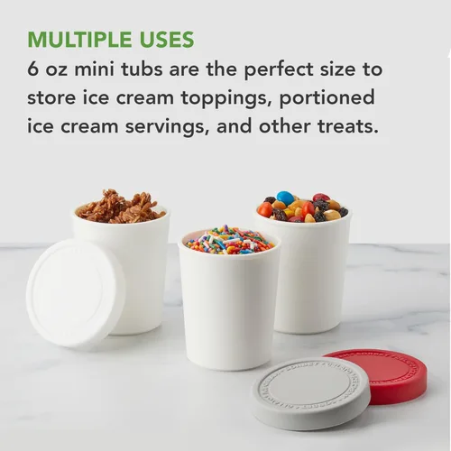 Miniatura 5 de Tovolo Sweet Treat - Recipiente reutilizable para helado casero, varios colores, juego de 4 a 6 onzas apilables con tapas de silicona
