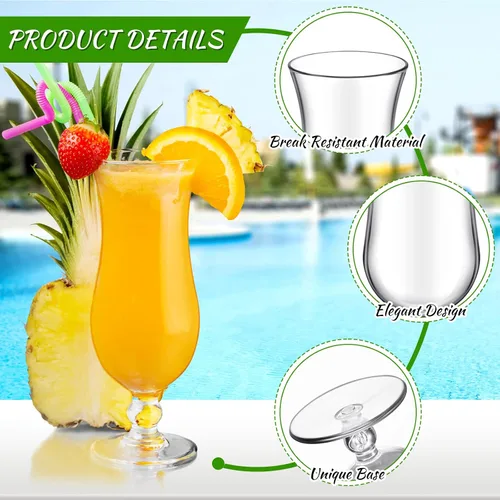 Miniatura 3 de Lallisa 24 vasos de plástico para huracanes de 15 onzas, resistentes a las roturas, de plástico transparente, de piña colada, vasos de cóctel