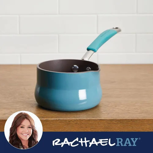 Miniatura 7 de Rachael Ray Cucina - Calentador de mantequilla antiadherente/cacerola pequeña, 0.75 cuartos de galón, azul agave