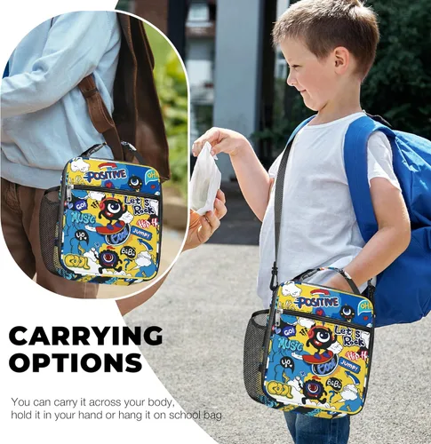 Miniatura 2 de Clastyle Monster - Lonchera térmica para niños, bolsa térmica grande para niños, picnic, escuela, lonchera, cómic, azul