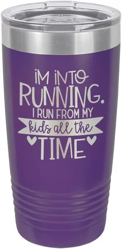 Miniatura 22 de Taza con texto en inglés "I RUN FROM MY KIDS 20oz Drink Tumbler with Straw », grabada con láser, taza de viaje con divertidas citas de Yeti Rambler