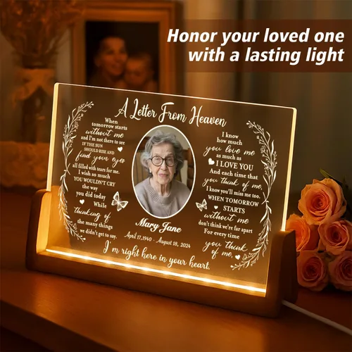 Miniatura 4 de Placa de luz conmemorativa personalizada con foto, regalo de condolencias personalizado por la pérdida de mamá, papá o ser querido, recuerdo