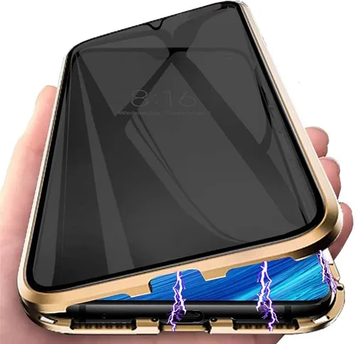 Funda magnética de privacidad para Samsung Galaxy Note 10, dorado, vidrio templado, antiespía, protección de cuerpo completo, soporte para