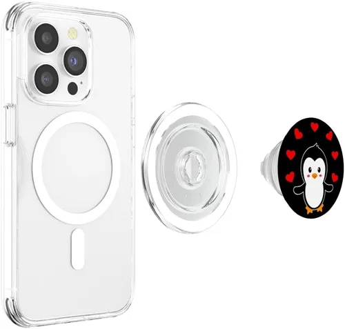Miniatura 4 de Emperor Pingüino Corazón Rojo Antártida Regalo de Invierno Blanco PopSockets MagSafe PopGrip para iPhone