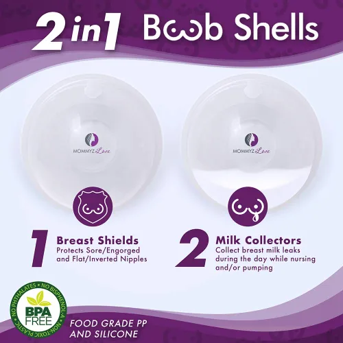 Miniatura 4 de Mommyz Love Protectores de pezones y recolector de leche para lactancia materna, nuevo modelo con tapones – Recolector de leche materna para aliviar