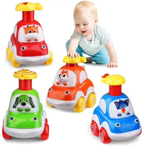 ALASOU 4 piezas de juguetes de coches de animales para niños de 1 a 2 años | Juguetes para bebés de 12 a 18 meses | Regalos de Navidad y cumpleaños