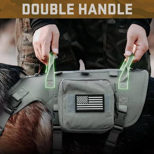 Miniatura 3 de Forestpaw Arnés Táctico para Perros Grandes, Collar Táctico para Perro con Conjunto de Correa Elástica, Arnés Militar para Perro Sin Tirones