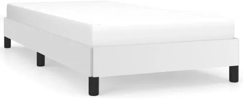 Miniatura 3 de Marco de cama blanco de 39.4 x 74.8 pulgadas, doble piel sintética (colchón no incluido), peso: 39.24 libras (U)