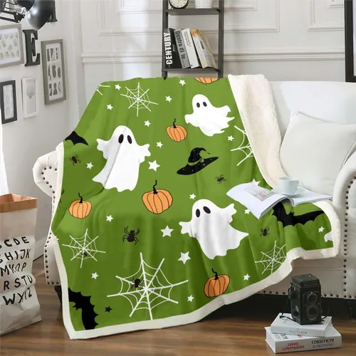 Miniatura 22 de Erosebridal Manta gótica de murciélagos de Halloween, manta de forro polar blanco y negro de 40 x 50 pulgadas, silueta vintage para niños, sombras