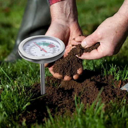 Miniatura 2 de Termómetro de suelo, vástago de acero inoxidable de 5 pulgadas, impermeable, fácil de leer Termómetro de temperatura del suelo para compostaje