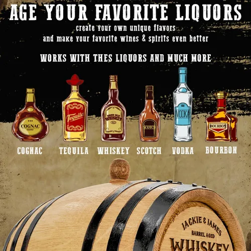 Miniatura 2 de Mini barril de envejecimiento de roble grabado y personalizado para whisky, vino, escocés, bourbon – Kit completo de envejecimiento para cerveceros