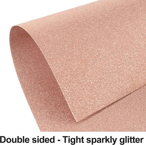 Miniatura 3 de Cartulina de color oro rosa con purpurina de 8.5 x 11 pulgadas doble cara, 24 hojas, papel dorado con purpurina Goefun sin desprendimiento