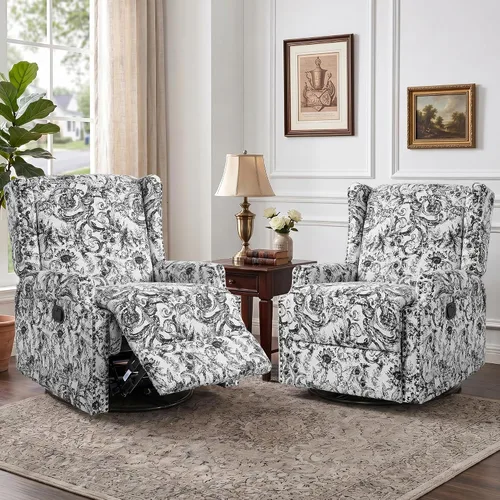 Miniatura 62 de Silla decorativa floral con respaldo alto, sillón tapizado con patas de madera maciza, cómodo sofá individual de lectura con respaldo alado