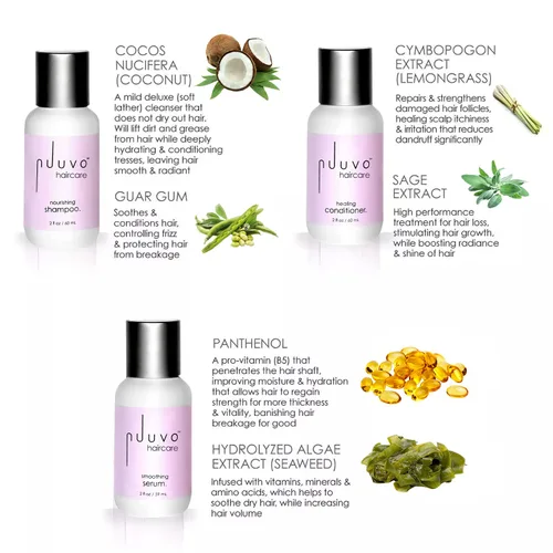 Miniatura 3 de Nuuvo Haircare - Juego de trío de viaje, champú y acondicionador sin sulfato + suero para el cabello, 6 onzas, fórmula derivada de plantas