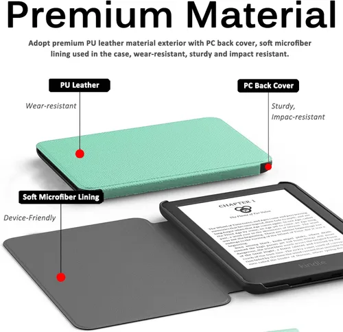 Miniatura 3 de Miimall for All-New Kindle Case 11th Gen, 2022, Lightweight Premium PU Leather Bumper, Anti-Fingerprint Magnetic Auto Wake/Sleep Shockproof Case