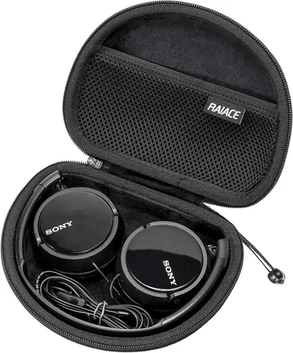 RAIACE Funda de almacenamiento rígida compatible con auriculares Sony MDRZX110NC y MDRZX110AP con cancelación de ruido. (solo funda), color negro