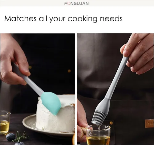 Miniatura 5 de Juego de 5 mini espátulas de silicona, resistentes al calor y antiadherentes, utensilios de cocina aptos para lavavajillas para cocinar, hornear