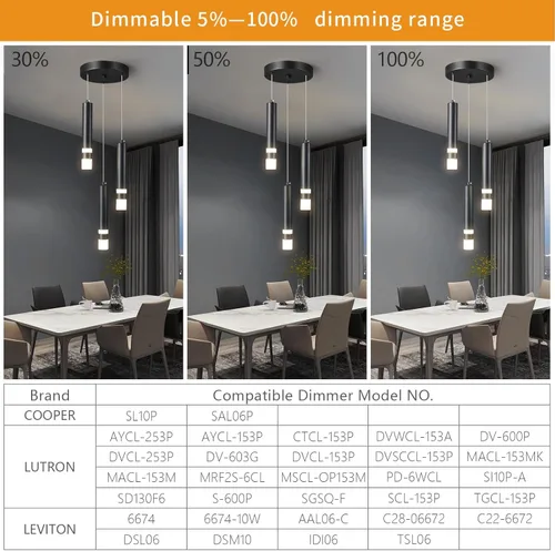 Miniatura 3 de Lámpara colgante moderna para cocina, lámpara LED regulable negra, mini iluminación colgante para isla de cocina, dormitorio, mesita de noche, luces